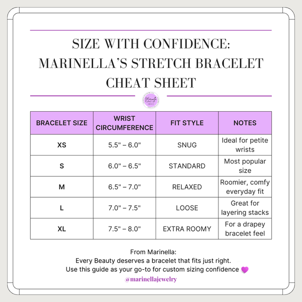 { Bracelet Size Cheat Sheet - Printable }