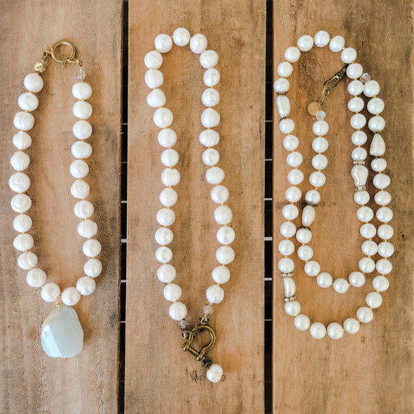 curated 13mm freshwater pearl one of a kind necklaces