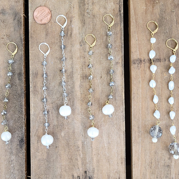 Duster earrings freshwater pearls & crystals