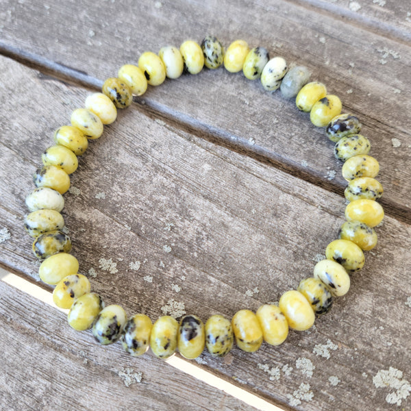 5x4mm roundels Mens yellow jasper gemstone meaningful beads stretch bracelet