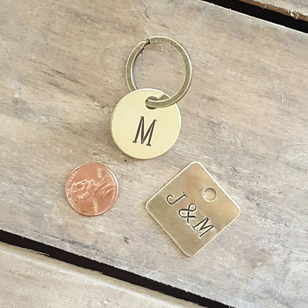 brass tags handstamped vintage stampers custom words numbers round or square penny