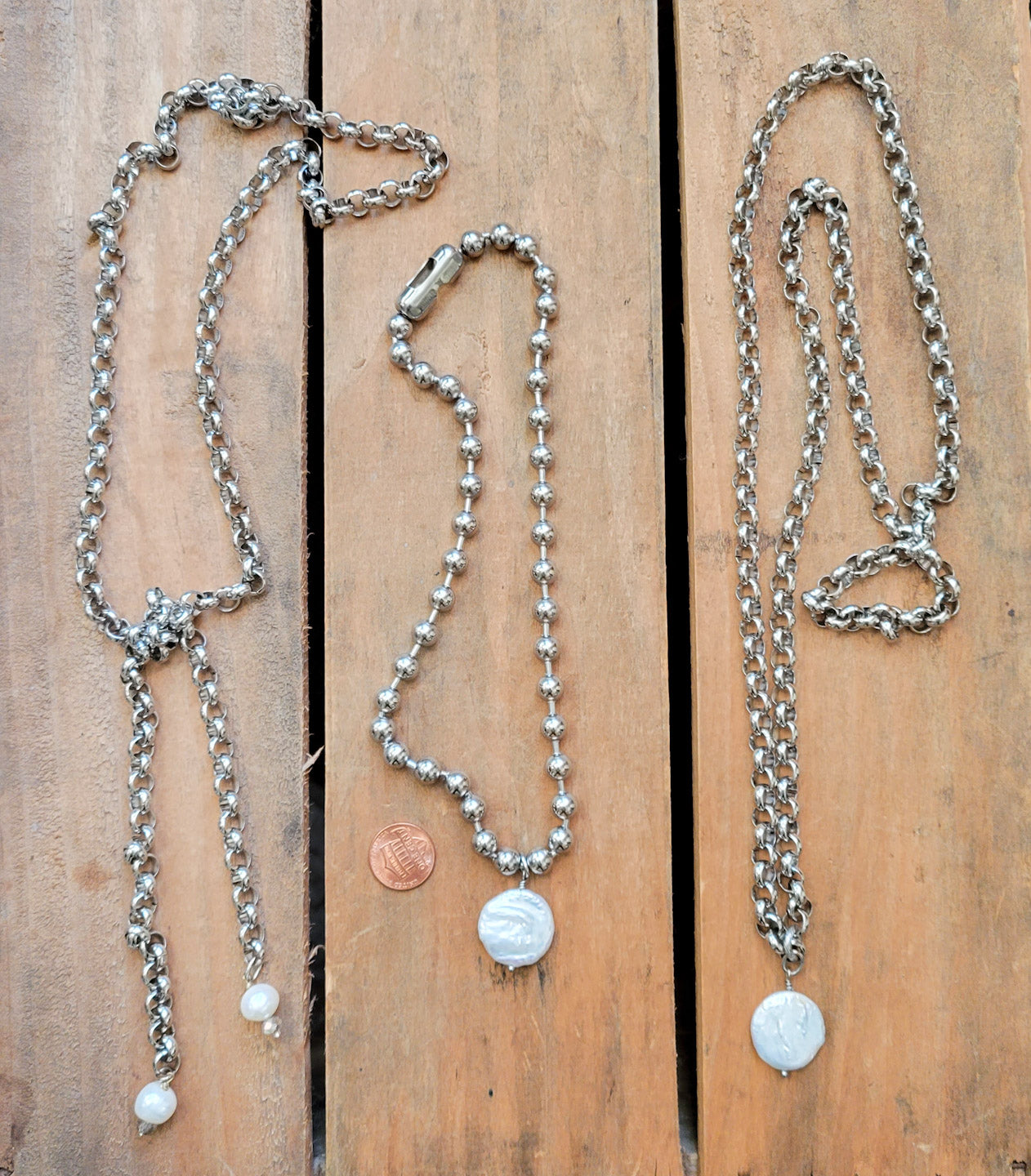 stainless chains freshwater pearl necklaces