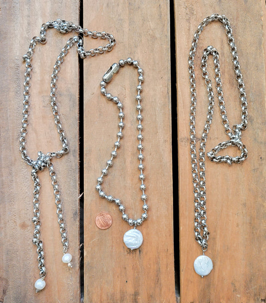 stainless chains freshwater pearl necklaces