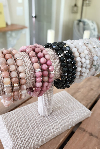 6mm gemstone bead stretch bracelets