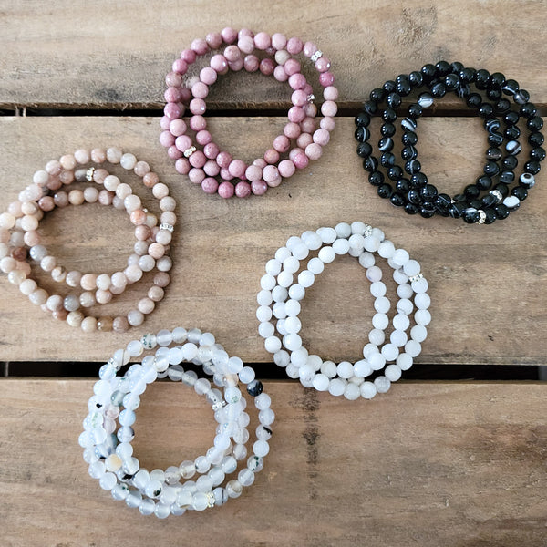 6mm gemstone bead stretch bracelets