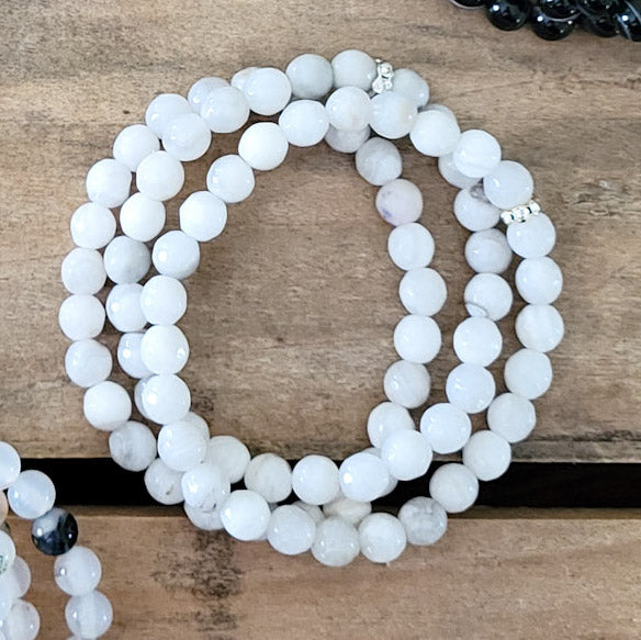 6mm lacey agate gemstone bead stretch bracelets