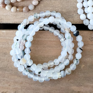 6mm shadow agate gemstone bead stretch bracelets