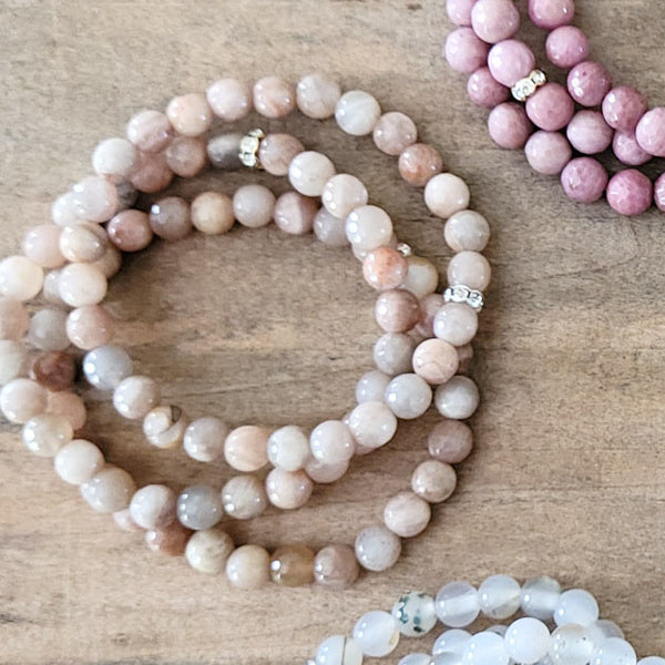 6mm sunstone gemstone bead stretch bracelets