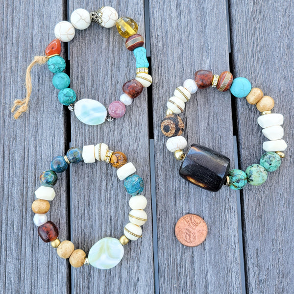 mixed gemstone beads stretch bracelets