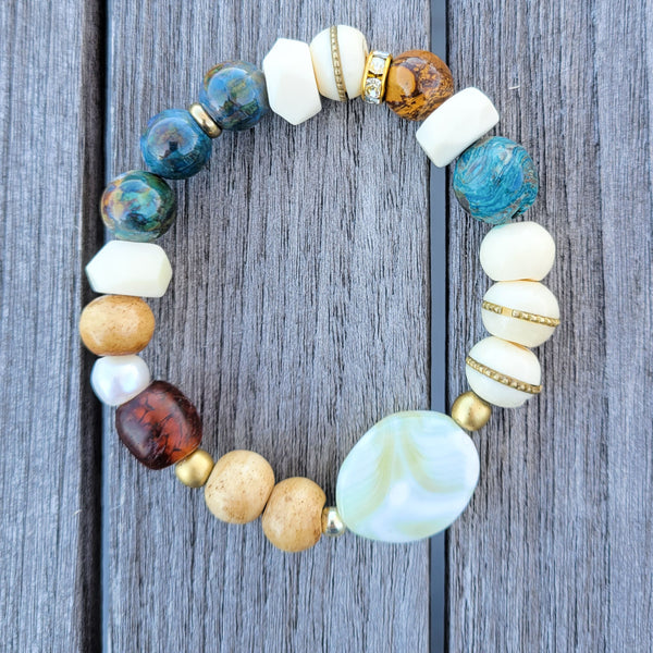 mixed gemstone beads stretch bracelet