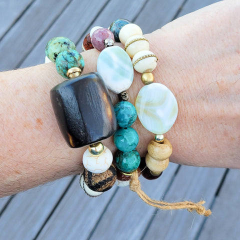 mixed gemstone beads stretch bracelets