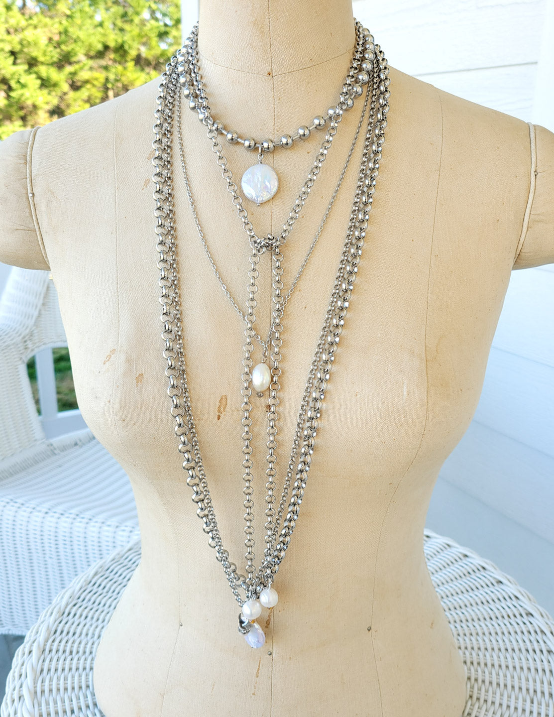 stainless chains freshwater pearl necklaces