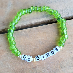 GO BIRDS lt. green beads Team Spirit Stretch Bracelet