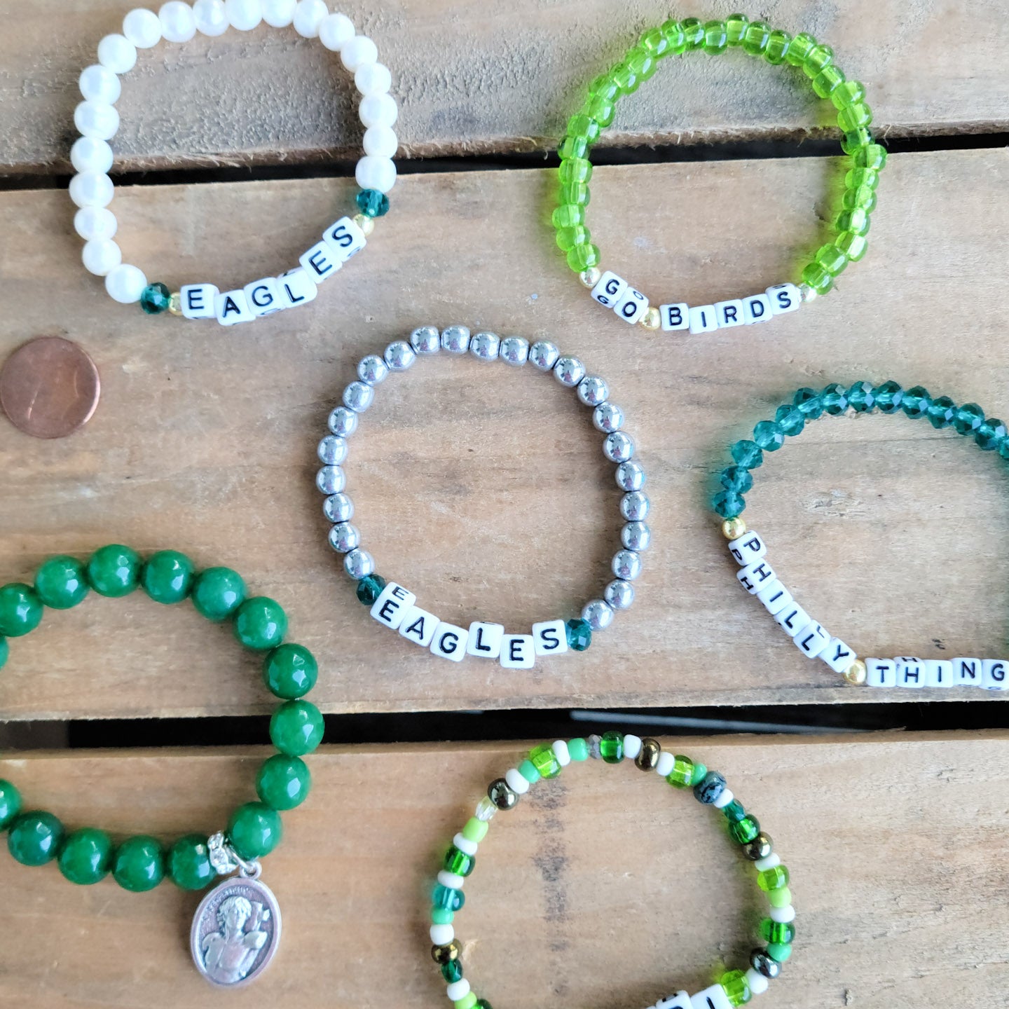 EAGLES bracelets St. Sebastian Athlete medal stretch bracelets