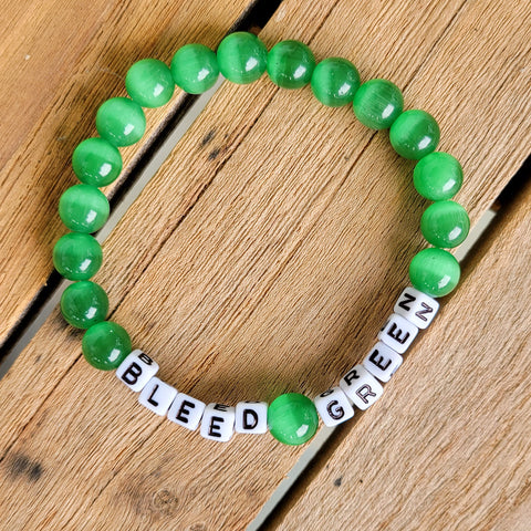 Green Eagles BLEED GREEN bead stretch bracelet 8mm 10mm