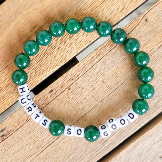 Dk. Green Eagles HURTS SO GOOD bead stretch bracelet 8mm 10mm