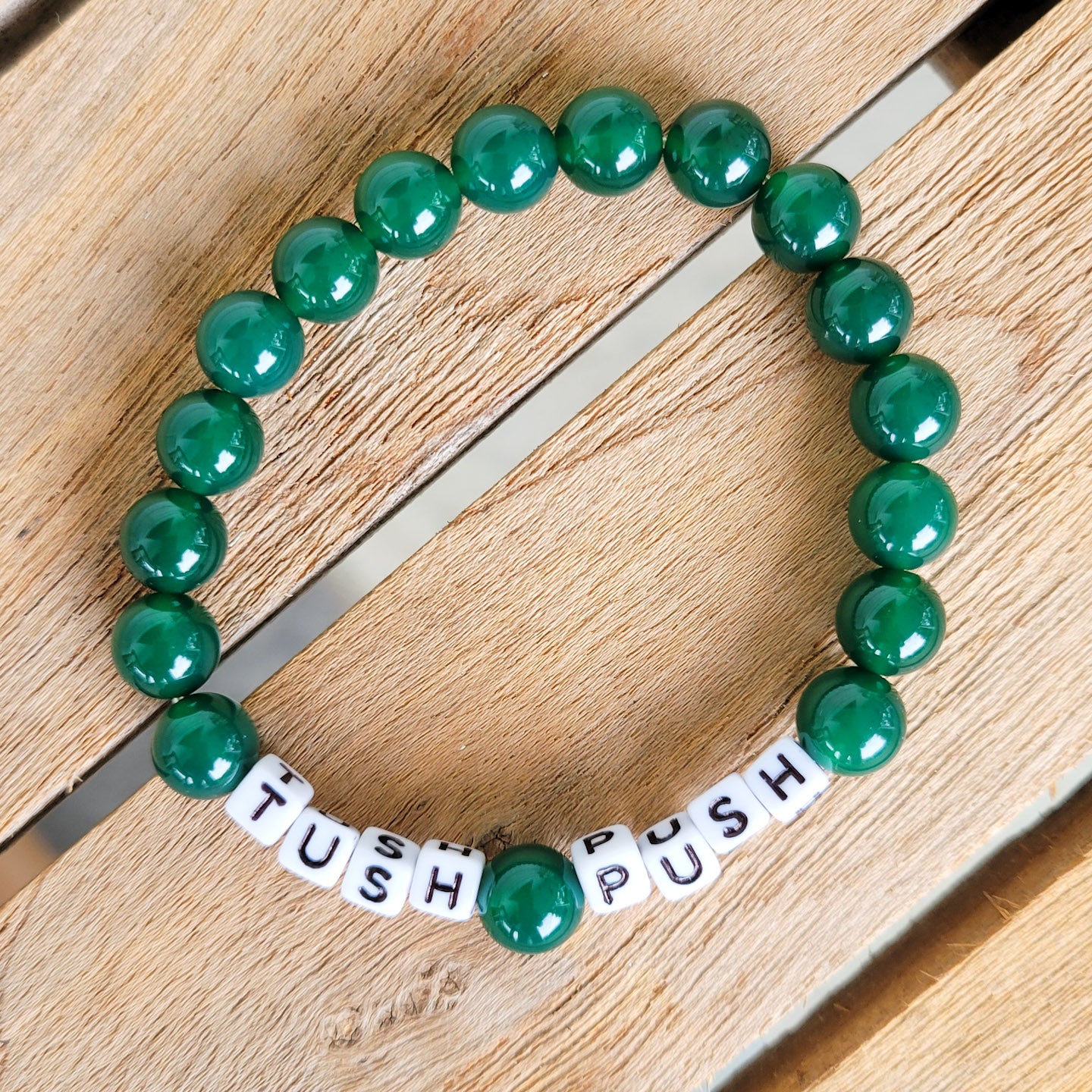 Dk. Green Eagles TUSH PUSH bead stretch bracelet 8mm 10mm