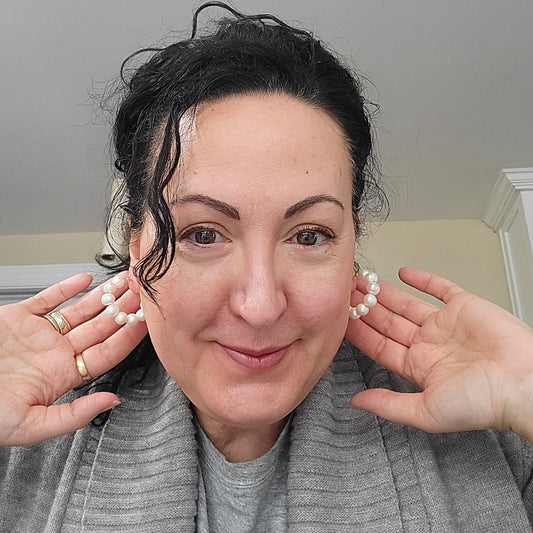 freshwater pearl hoop earrings handcrafted on Marinella