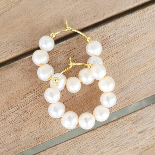 freshwater pearl hoop earrings handcrafted