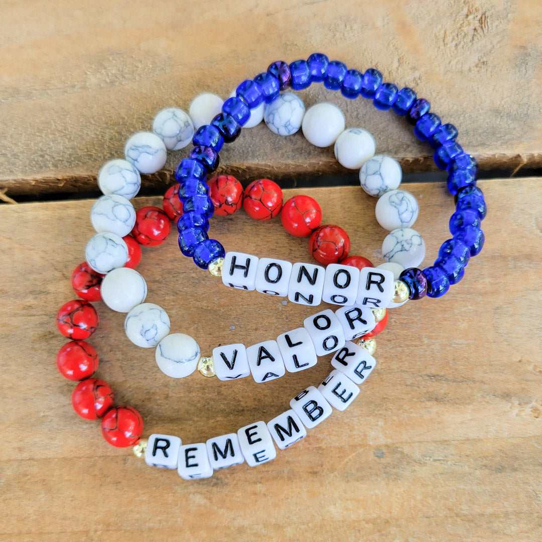 Memorial Day Letter bead bracelets