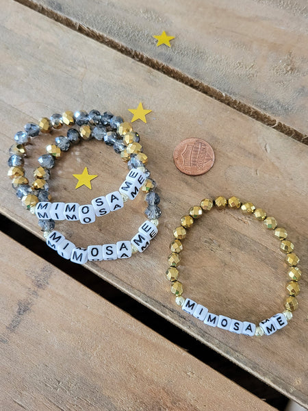 MIMOSA ME Message Stretch bracelets gold silver crystals