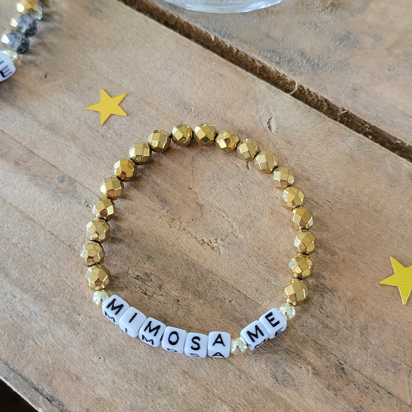 MIMOSA ME Message Stretch bracelets gold silver crystals