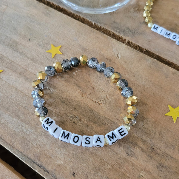 MIMOSA ME Message Stretch bracelets gold silver crystals