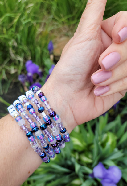 SWIFTIESS word mixed purple beads stretch bracelets