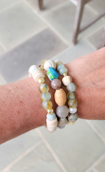 soft blue mix stretch bracelets collection