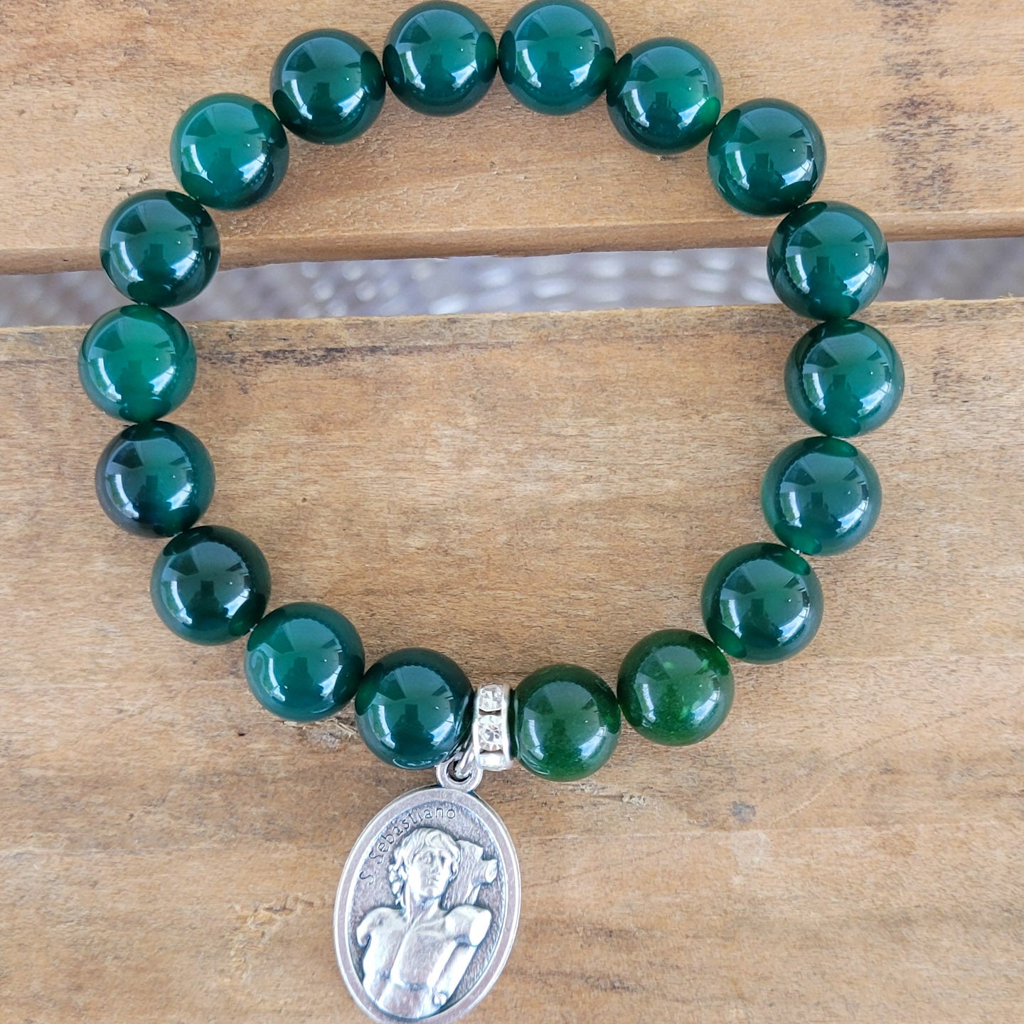 St Sebastian Athletes 10mm Green Jade