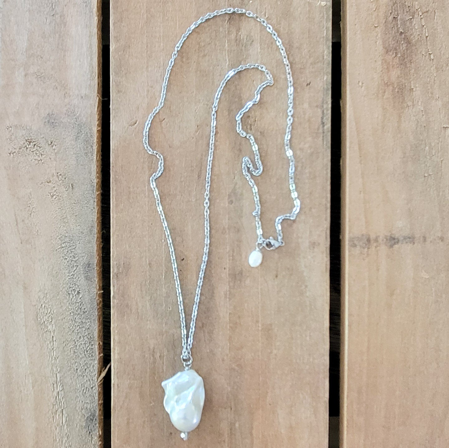 24" stainless steel chain 12mm freshwater pearl pendant
