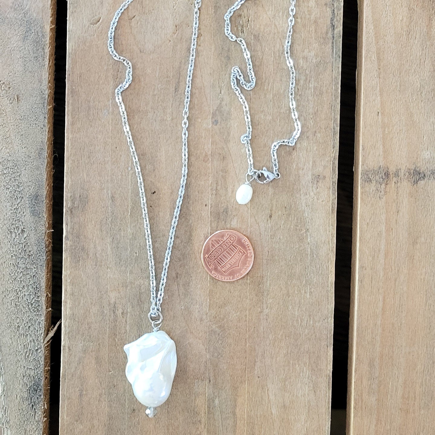 24" stainless steel chain 12mm freshwater pearl pendant