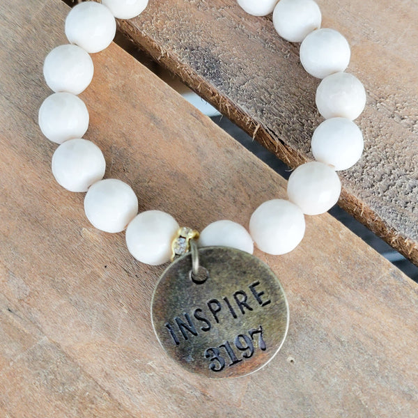 Vintage style Inspire tag agate bead stretch bracelet