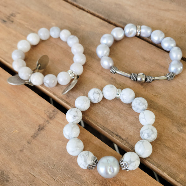 Vintage bits and bobs gemstone beads stretch bracelets collection