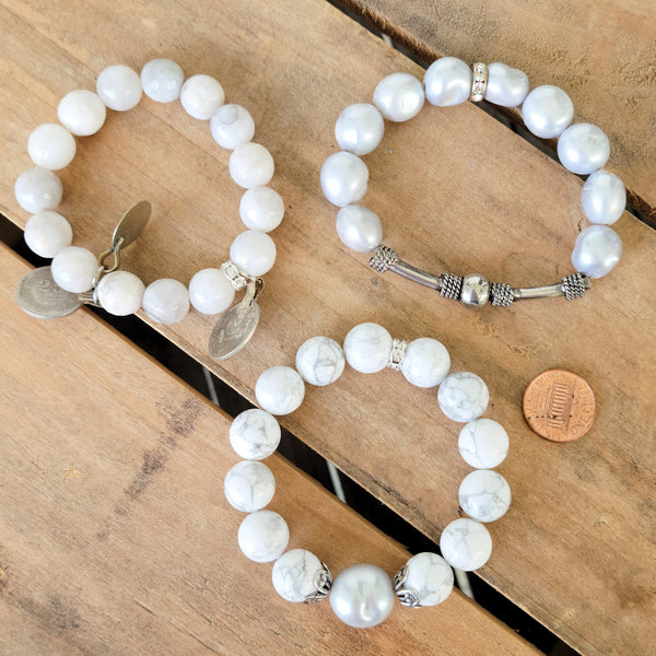Vintage bits and bobs gemstone beads stretch bracelets collection