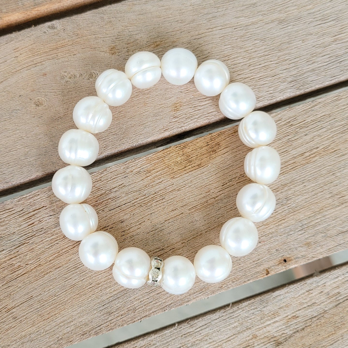 12mm large freshwater pearl stretch bracelet