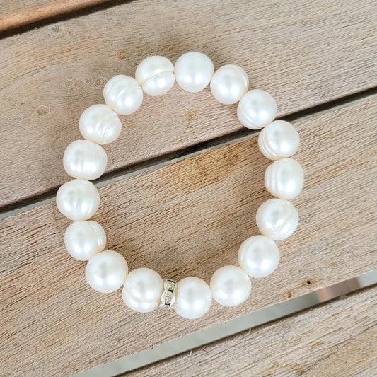 12mm large freshwater pearl stretch bracelet