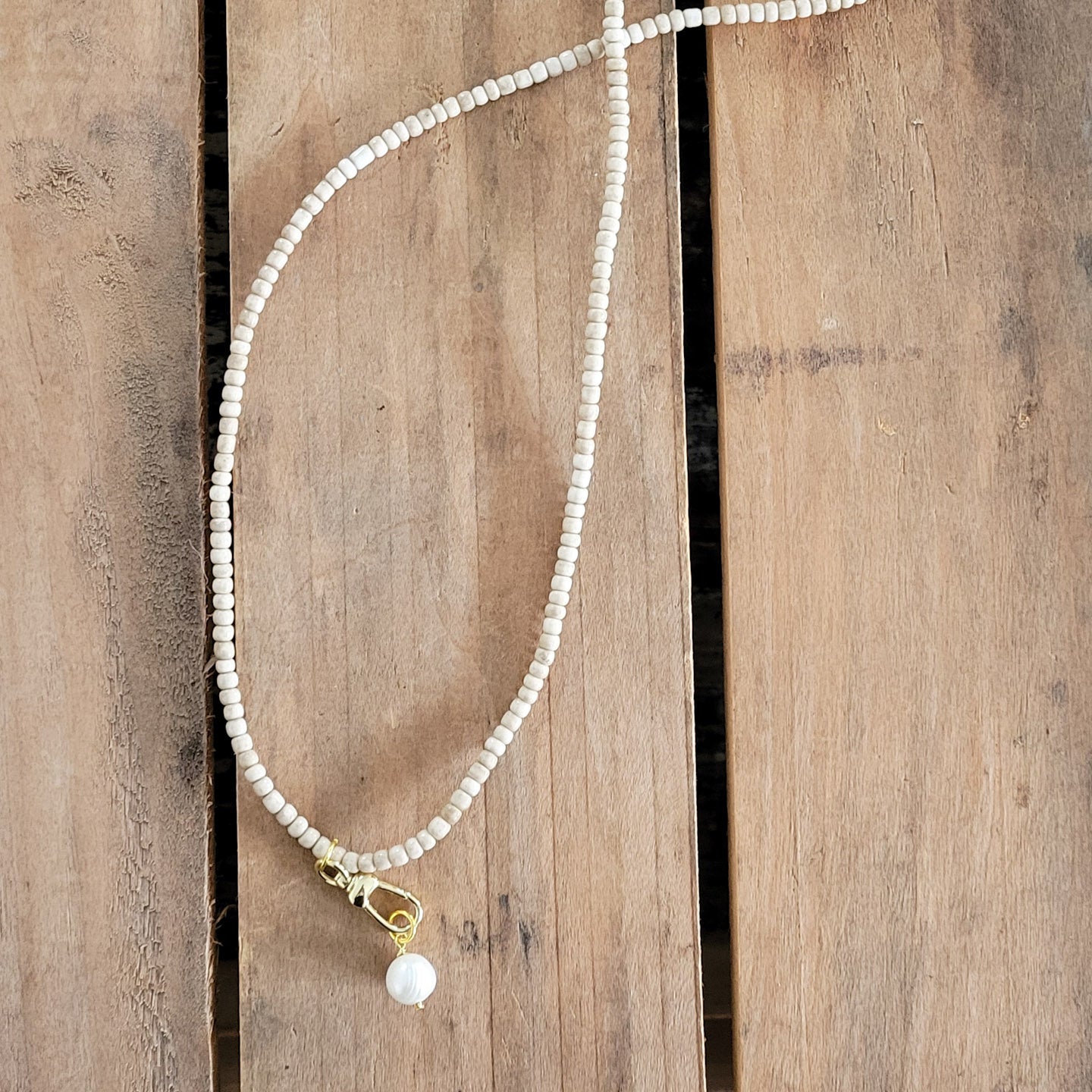 Ghana beads raffia freshwater pearl dangle over the head necklace