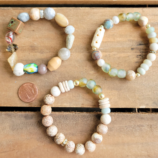 soft blue mix stretch bracelets collection