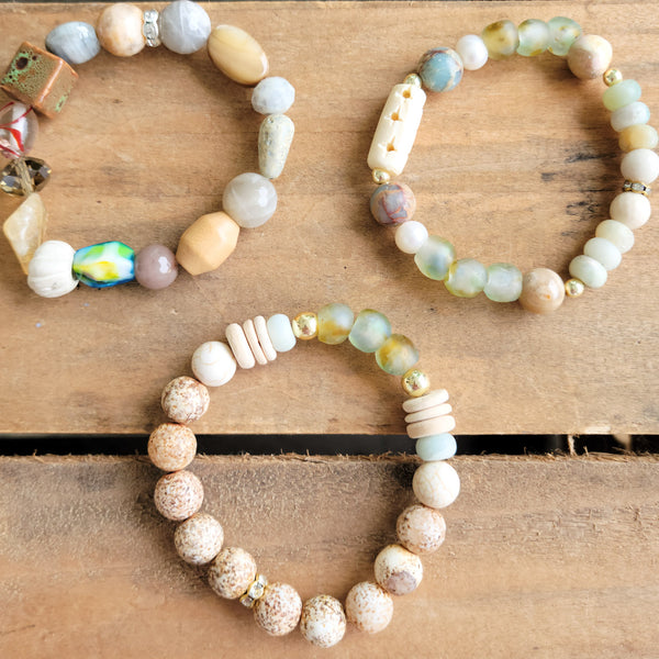 soft blue mix stretch bracelets collection