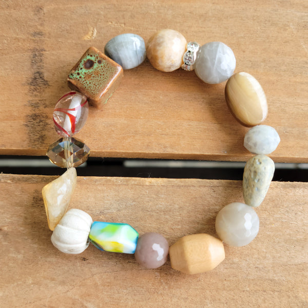 Eclectic gemstone bead mix stretch bracelet