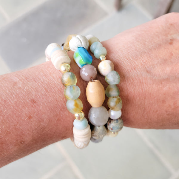 soft blue mix stretch bracelets collection