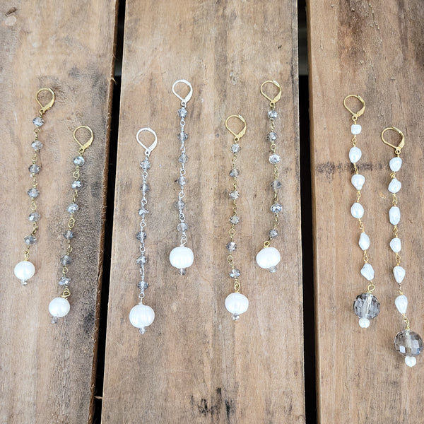 Duster earrings freshwater pearls & crystals