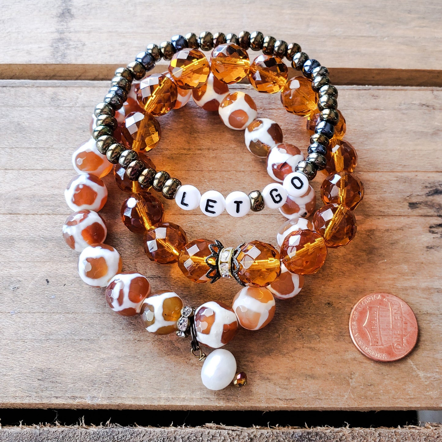 November Topaz birthstone crystal real pearl and gemstone bracelets