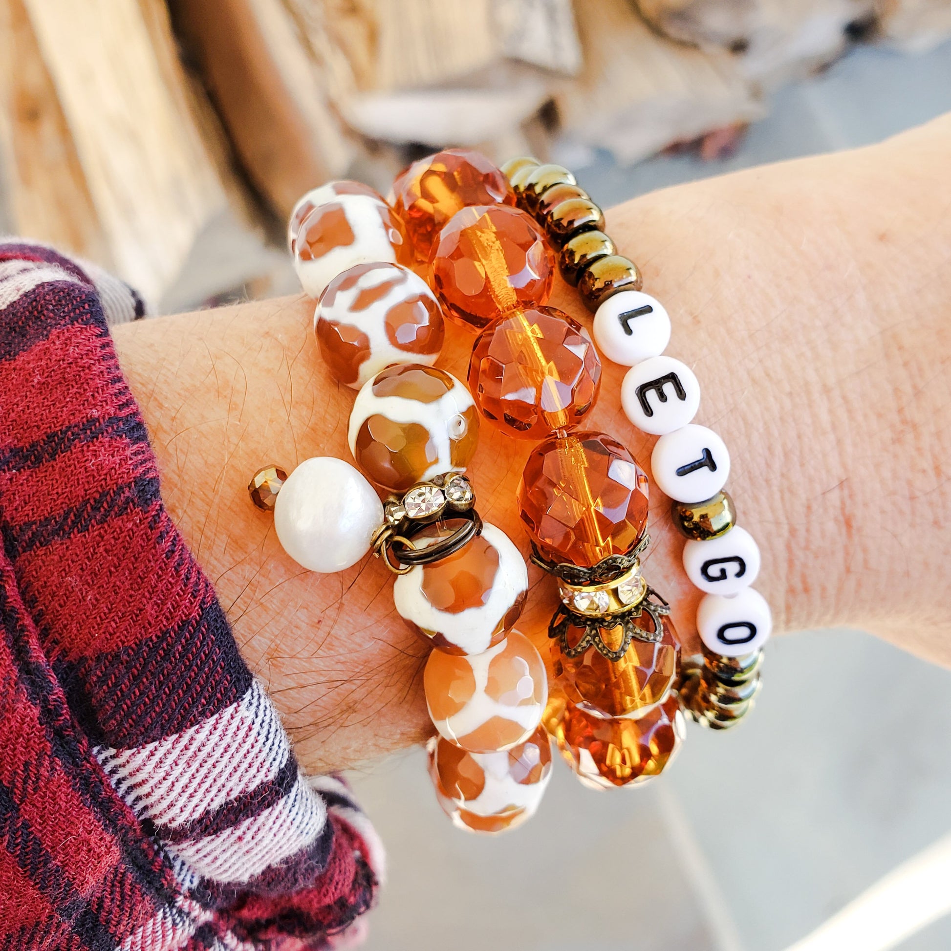 November Topaz birthstone crystal real pearl and gemstone bracelets