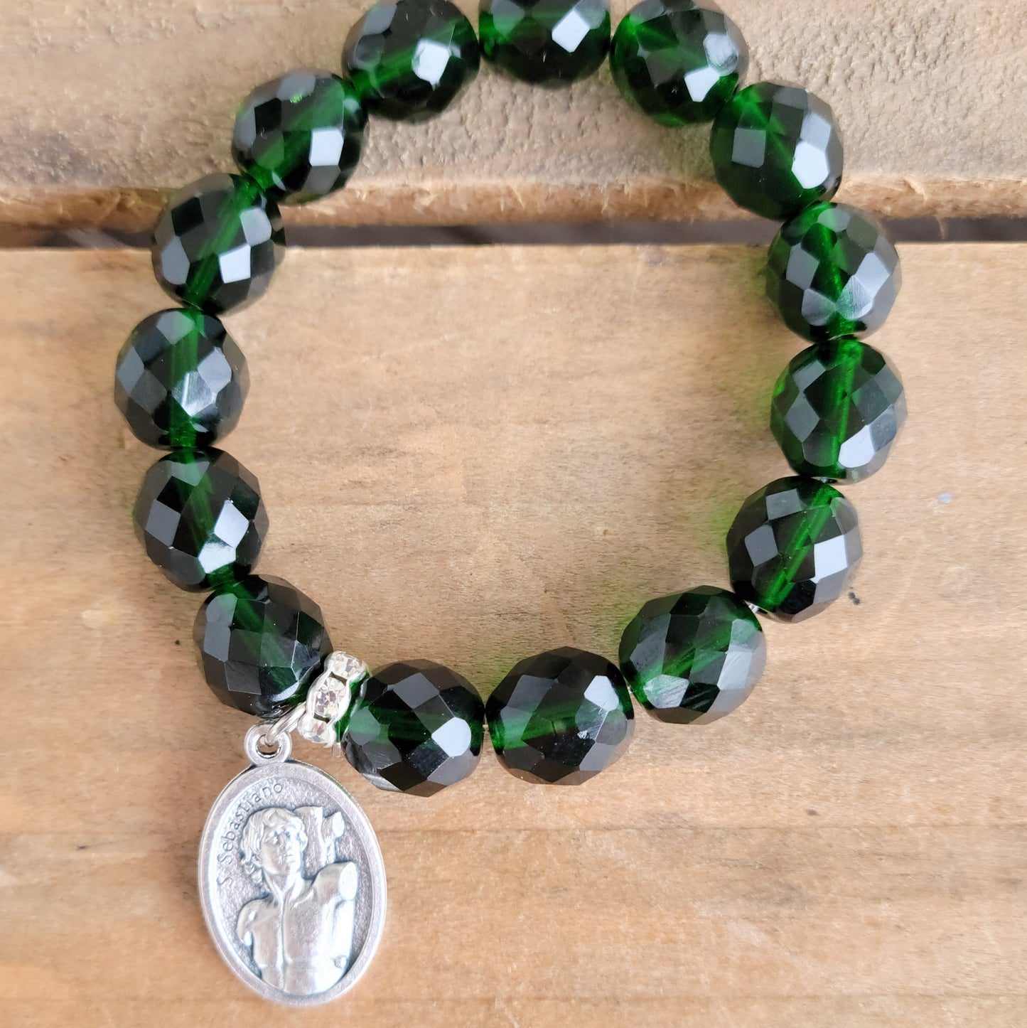 St Sebastian Athletes 12mm Green Czech