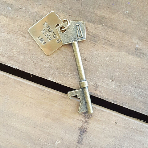 vintage inspired skeleton key bottle opener w brass custom stamped tag