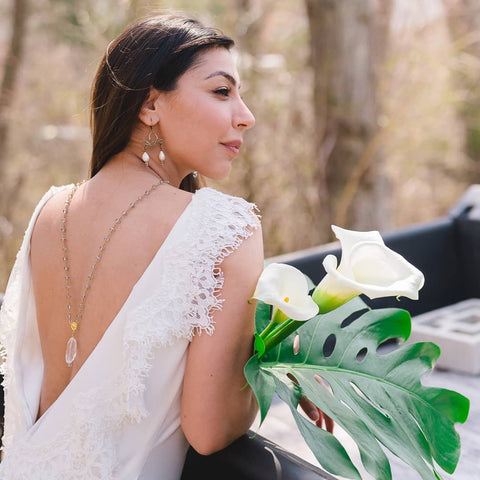 bride wearing necklace PC: Heather Cox Photography