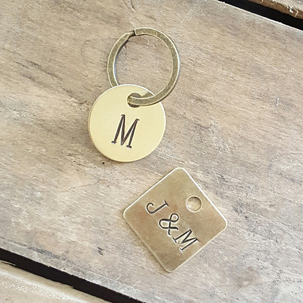 brass tags handstamped vintage stampers custom words numbers round or square