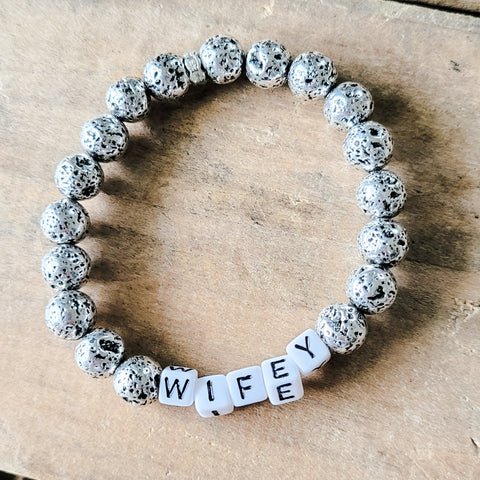 8MM silver lava beads 6mm letter bead cubes Message Bracelet